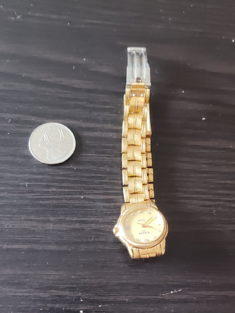 Tissot Gold-Tone Ladies Bracelet Watch with Crystal Markers - Picture 5 of 5